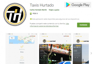 imagen mostrando que aparecemos en Google Play - Taxis Hurtado